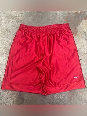 Y2K Nike Shorts Men’s Large Glossy Red Baggy Breathable Lightweight Basketball